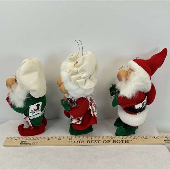 Vintage Santas Best Rennoc Santakins Christmas Elf Gnome Ornaments Set Of 3 - Picture 15 of 15